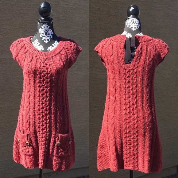 Free People Burgundy Cable Knit Sweater Dress - Picture 1 of 2